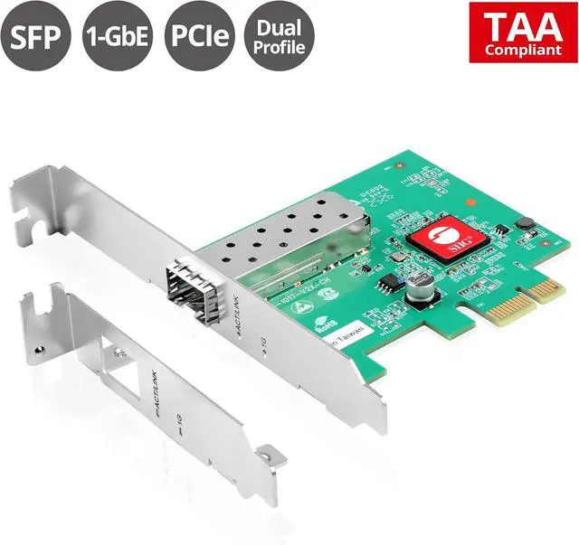 Alt view image 2 of 7 - SIIG Single Port 1G SFP Ethernet Network PCIe Card - 1Gbps - Dual-Profile Design -Gigabit Ethernet - SFP Fiber Network Card - TAA Compliant (CN-GP1411-S1)
