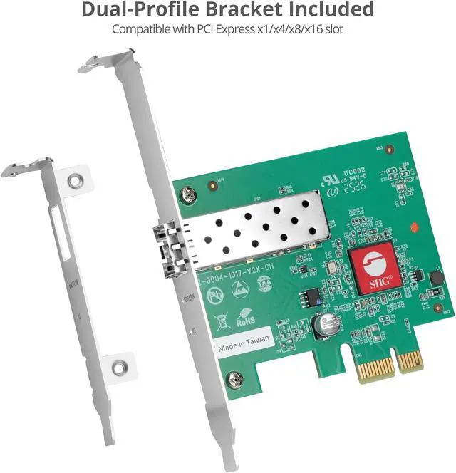 Alt view image 6 of 7 - SIIG Single Port 1G SFP Ethernet Network PCIe Card - 1Gbps - Dual-Profile Design -Gigabit Ethernet - SFP Fiber Network Card - TAA Compliant (CN-GP1411-S1)