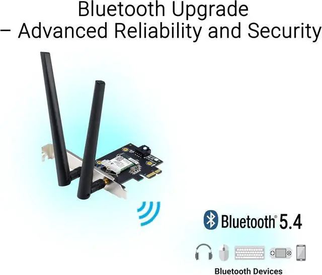 Alt view image 4 of 6 - ASUS BE6500 WiFi 7 PCI-E Triband Adapter (802.11be Bluetooth 5.4, WPA3, OFDMA & MU-MIMO, Multi-Link Operation)