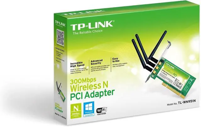 Alt view image 2 of 4 - TP-Link N300 Wireless Advanced PCI Adapter (TL-WN951N)