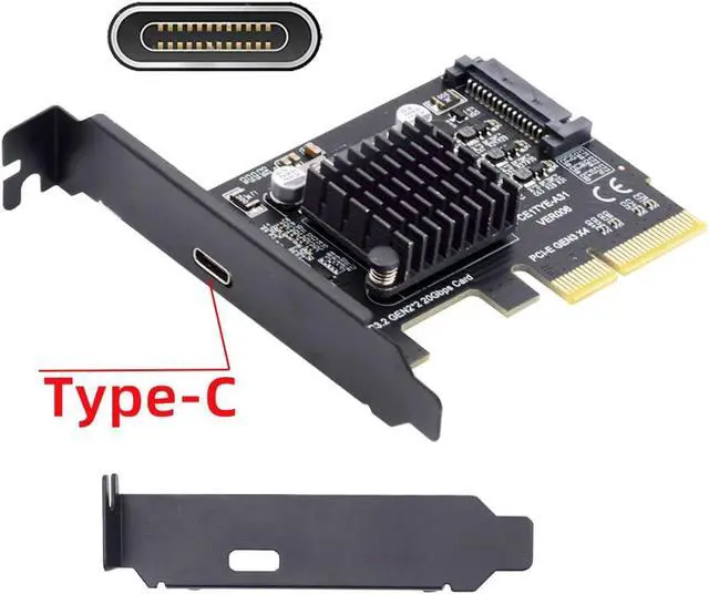 Alt view image 2 of 7 - 20Gbps USB 3.2 Gen2 Type-C USB-C Female to PCI-E 4X Express Card Adapter ASM3242 Chipset for Desktop Motherboard
