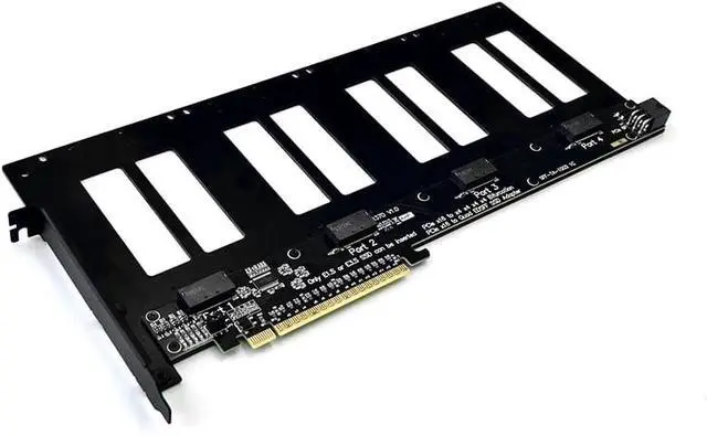 Alt view image 2 of 6 - JMT ADT-R37 PCIe5.0x16 to 4-Port U.2/EDSFF Hard Disk Split Card 4x128Gbps 1 to 4 Expansion Adapter Compatible with Gen3/Gen4/Gen5 (R37A 4.0, to 4* U.2)
