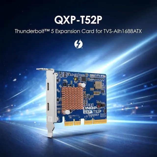 Alt view image 2 of 7 - QNAP Thunderbolt 5 Dual Ports Expansion Card, PCIe Gen4 x4 (QXP-T52P)