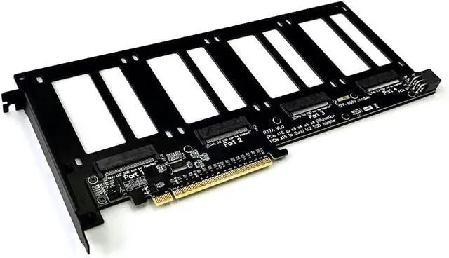 Alt view image 5 of 6 - JMT ADT-R37 PCIe5.0x16 to 4-Port U.2/EDSFF Hard Disk Split Card 4x128Gbps 1 to 4 Expansion Adapter Compatible with Gen3/Gen4/Gen5 (R37A 4.0, to 4* U.2)
