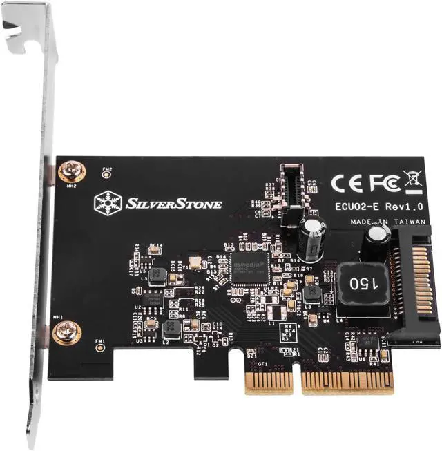 Alt view image 3 of 6 - SilverStone Technology ECU02-E PCI Express Card with USB 3.2 Gen 2 Internal 20 pin Key-A Connector for USB Type-C case Front Port, SST-ECU02-E, TAA Compliant