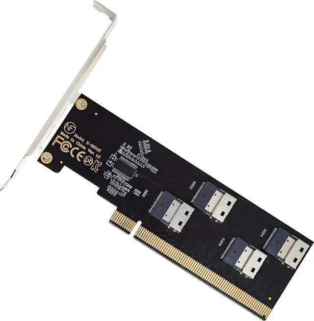 Main image of Virtual Raid NGFF Four Slimline SFF-8654 4X 4 NVME to Detachable Bifurcation PCIE5.0 Express 3.0 4.0 Raid Card VROC Raid0 Hyper Adapter