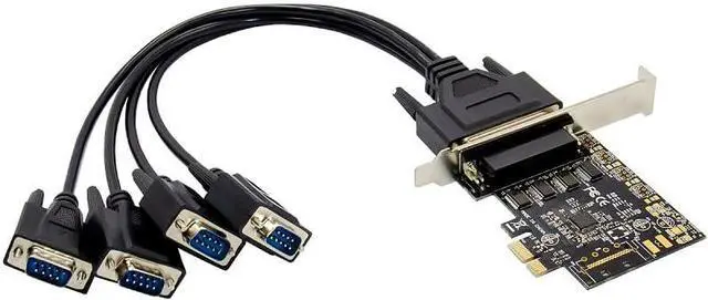 Main image of X-MEDIA XM-PEX-4S PCI-E 4-Port DB9 Serial/RS232 PCI Express (PCIe x1) Controller Card with Break-Out Cable | ASIX AX99100 Chipset | 16C450/16C550/16C650/16C750/16C950 UART