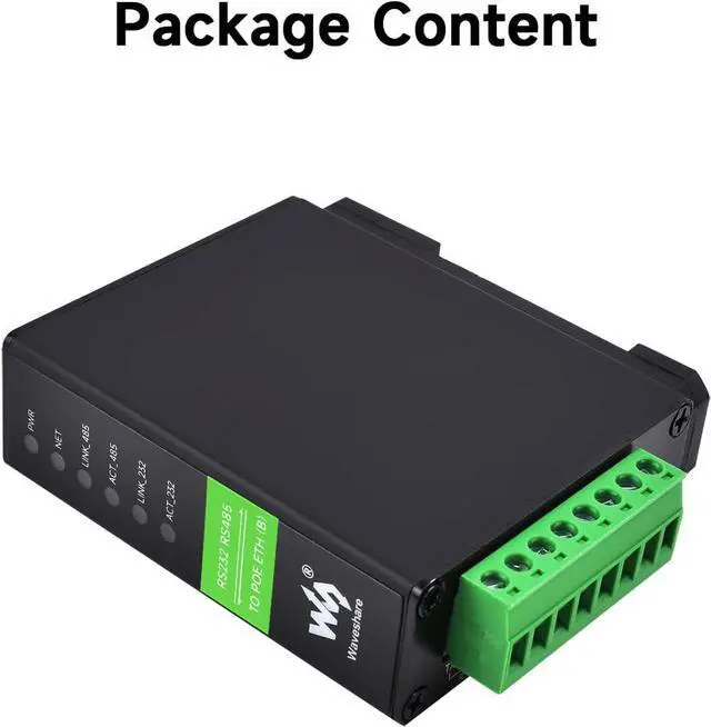 Alt view image 2 of 7 - Waveshare RS232 RS485 to RJ45 Ethernet Serial Server, RS232 and RS485 Dual Channels Independent Operation, Dual Ethernet Ports, PoE Network Port