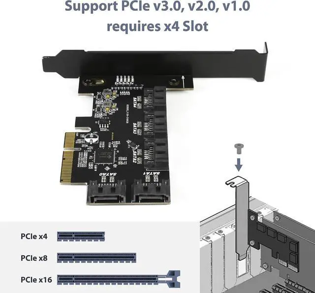Alt view image 3 of 6 - Vantec 5-Port SATA III 6Gbps PCIe x4 Host Card (UGT-ST655) for Desktop, Windows 10/11 and Linux