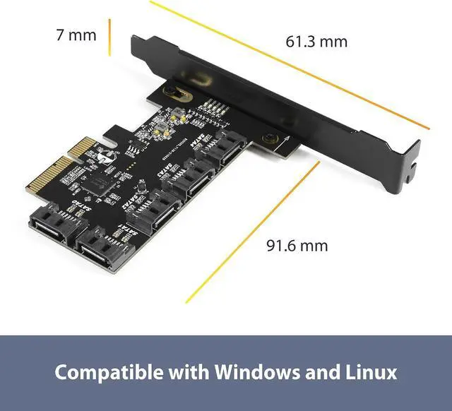 Alt view image 6 of 6 - Vantec 5-Port SATA III 6Gbps PCIe x4 Host Card (UGT-ST655) for Desktop, Windows 10/11 and Linux