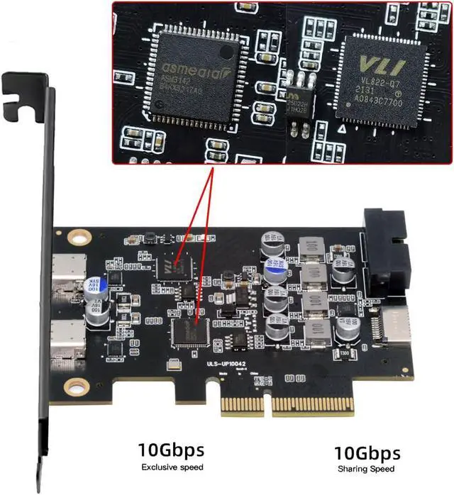 Alt view image 4 of 7 - 10Gbps Type-E USB 3.1 Front Panel Socket & USB3.0 19Pin/20Pin & Dual Type-C USB-C to PCI-E Express Card Adapter ASM3142 VL822