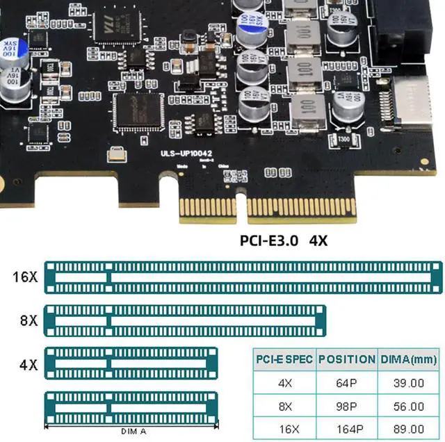 Alt view image 5 of 7 - 10Gbps Type-E USB 3.1 Front Panel Socket & USB3.0 19Pin/20Pin & Dual Type-C USB-C to PCI-E Express Card Adapter ASM3142 VL822