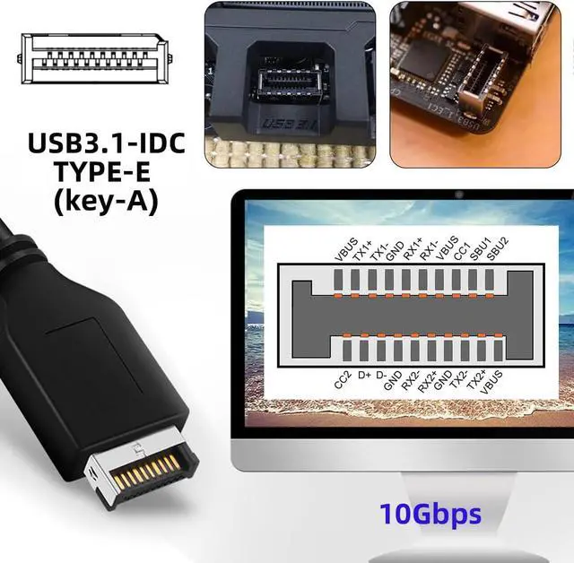 Alt view image 3 of 7 - 10Gbps Type-E USB 3.1 Front Panel Socket & USB3.0 19Pin/20Pin & Dual Type-C USB-C to PCI-E Express Card Adapter ASM3142 VL822