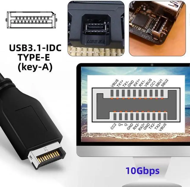 Alt view image 4 of 7 - CY Card Type-E USB 3.1 Front Panel Socket & USB3.0 19Pin/20Pin & Dual Type-C USB-C to PCI-E Express Card Adapter ASM3142 VL822