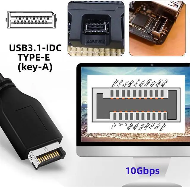 Alt view image 2 of 7 - Xiwai PCI-E Express Card to Type-E USB 3.1 Front Panel Socket & USB3.0 19Pin/20Pin & Dual USB-C Type-C Expainsion Adapter ASM3142 VL822