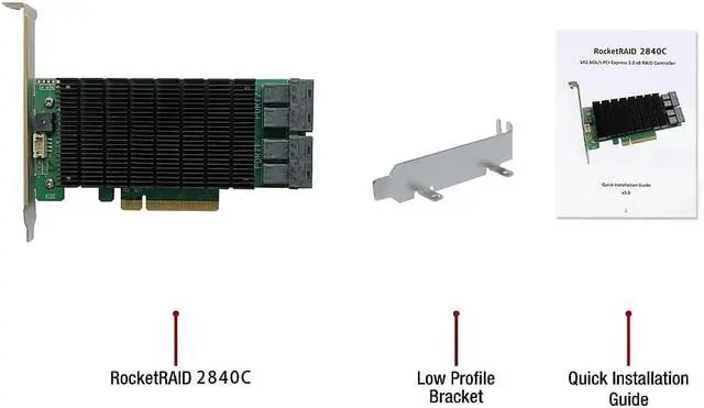 Alt view image 4 of 4 - Highpoint Technologies RocketRAID 2840C PCIe 3.0 x8 16-Port 6Gb/s SAS/SATA RAID Controller