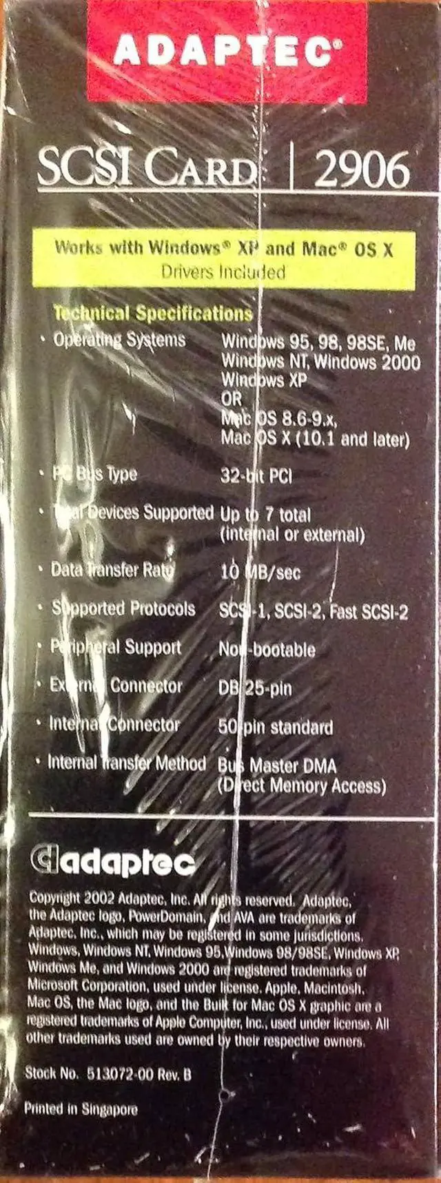 Alt view image 4 of 4 - Adaptec 2906 SCSI PCI Kit with Windows and Mac Support