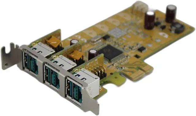 Alt view image 2 of 5 - 3-Port 12V Powered USB PCIe x1 Low-Profile Card (PUB0300XL) for PC, Laptop, Printer, Web Camera, Input Devices; Windows, macOS, Linux
