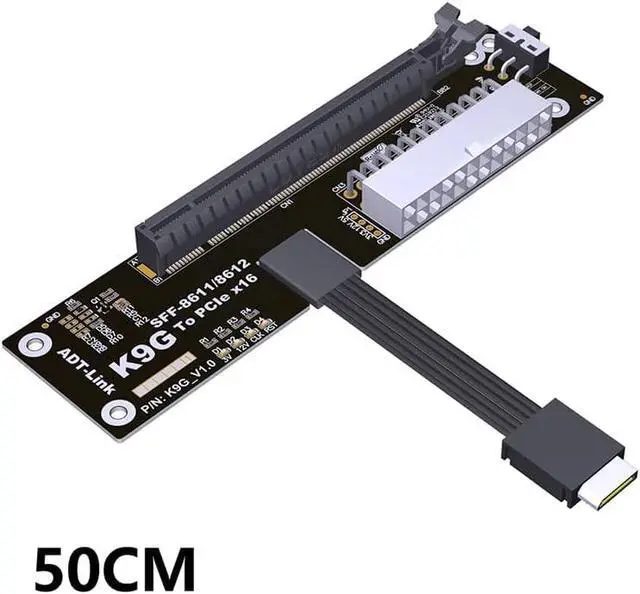 Alt view image 2 of 2 - JMT ADT-K993G PCIE 5.0 X4 to OCuLink SFF-8611 External Dock Adapter Compatible with NUC STX ITX Motherboard Mini PC (K993G-50cm)