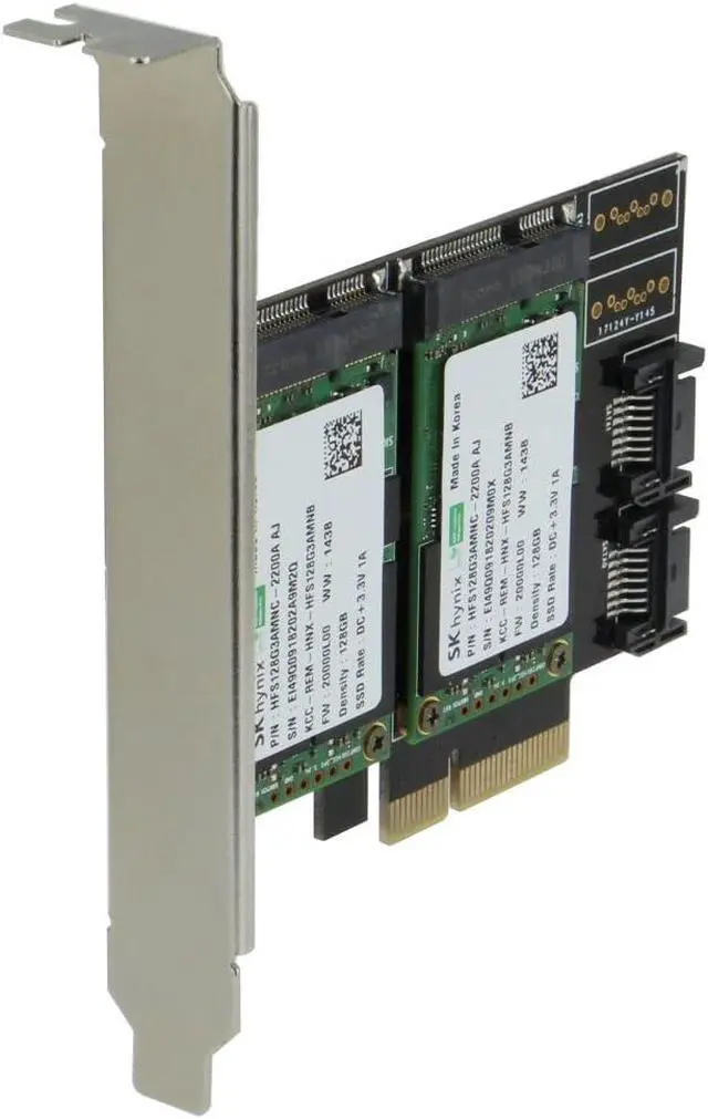Alt view image 2 of 4 - Sedna - PCIe Dual mSATA SSD Raid Adapter with 2 SATA III Port and HyoperDuo Hard Disk Acceleration Function (SSD not Included)
