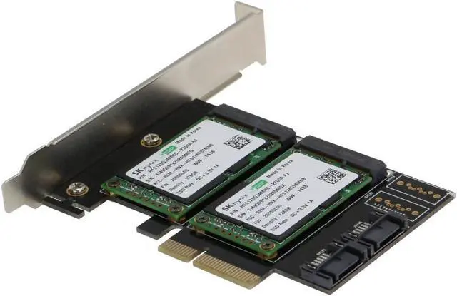Alt view image 3 of 4 - Sedna - PCIe Dual mSATA SSD Raid Adapter with 2 SATA III Port and HyoperDuo Hard Disk Acceleration Function (SSD not Included)