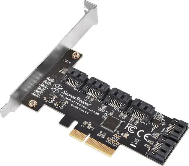Main image of SilverStone Technology ECS06, 6 Ports SATA Gen3 (6Gbps) Non-RAID PCI Express Gen3 x2 Card, SST-ECS06