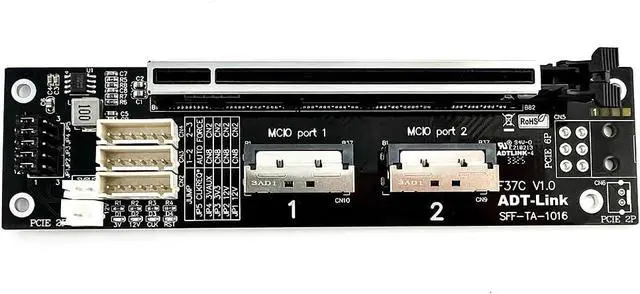 Alt view image 4 of 7 - JMT ADT-F36B-F37C PCI-e 4.0 X16 to X16 MCIO Bifurcation Adapter Riser Card 256G/bps Split Extender SFF-TA-1016 with Power Cable (50CM)