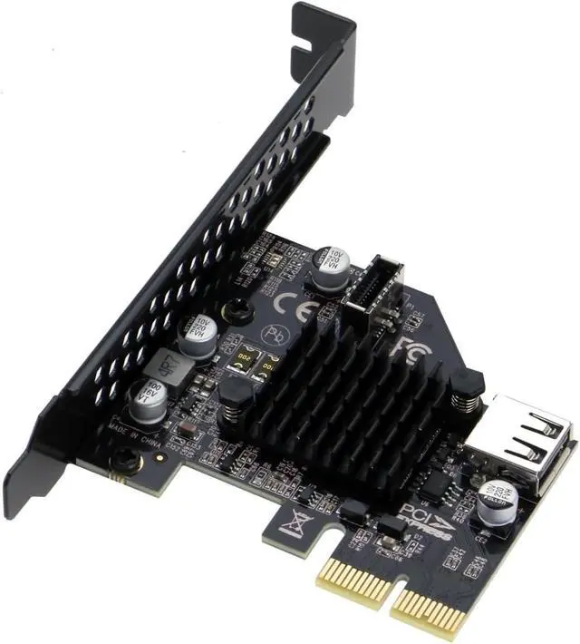 Alt view image 2 of 3 - SEDNA - PCIe USB3.2 Gen 2 (10Gbps) 2 Port Adapter (2X Internal Type E) with + 1 Extra Internal USB 2.0 Type A Port, Built-in Power Supply