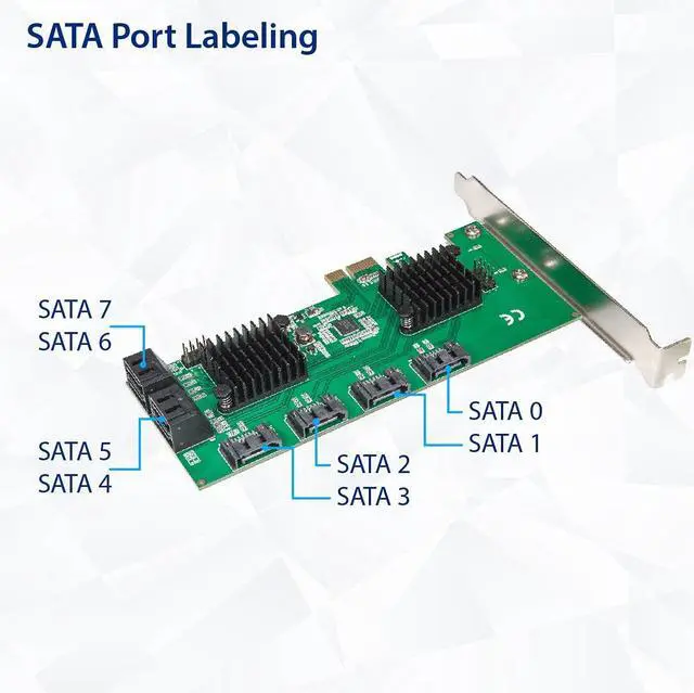 Alt view image 6 of 6 - Syba 8 Port SATA III to PCIe 3.0 x1 Non-RAID Expansion Card Dual ASM1064 Low Profile Bracket,SD-PEX40163