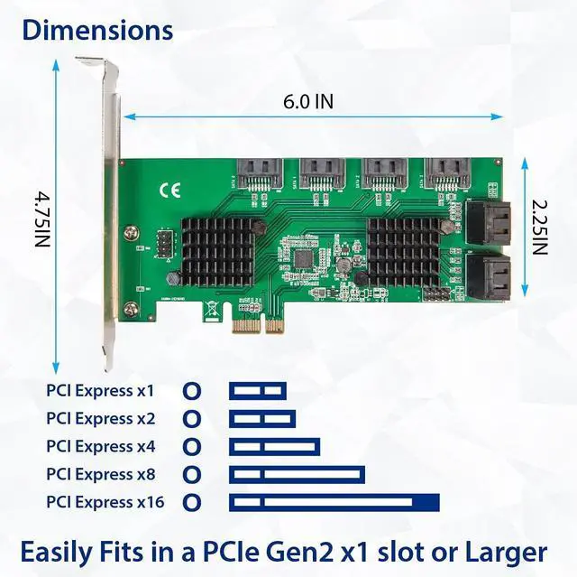 Alt view image 4 of 6 - Syba 8 Port SATA III to PCIe 3.0 x1 Non-RAID Expansion Card Dual ASM1064 Low Profile Bracket,SD-PEX40163