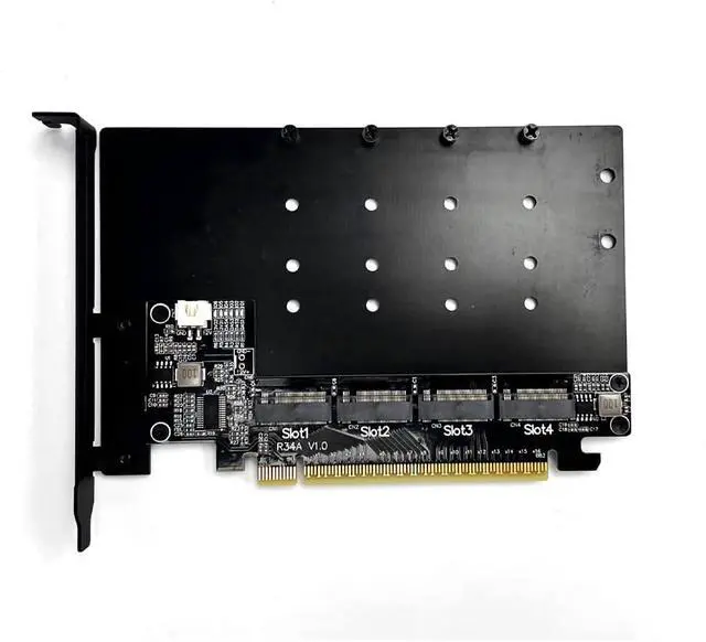 Alt view image 6 of 7 - JMT ADT-R34A PCIe5.0 x16 to 4-Port M.2 NVMe Hard Disk Split Card 4x128Gbps 1 to 4 Expansion Adapter Compatible with Gen3 Gen4 Gen5 (R34A)