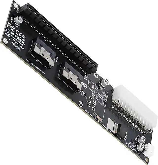 Main image of Dual Slimline 8X SFF-8654 74Pin VROC to PCIE PCI-Express 16x Adapter with 24Pin Power Switch Port for Mainboard Graphics Card