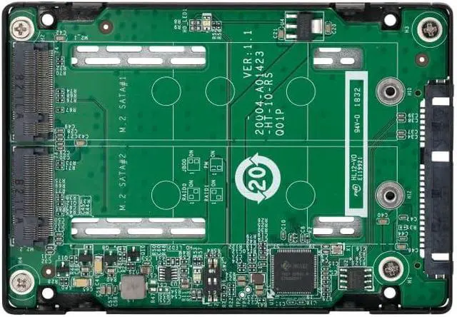 Alt view image 2 of 4 - Qnap Systems 6.35 cm 2.5 Inch SATA to Dual M.2 2280 SATA Drive Adapter Hardware RAID 0/1 JBOD Individual Disk Modes, QDA-A2MAR