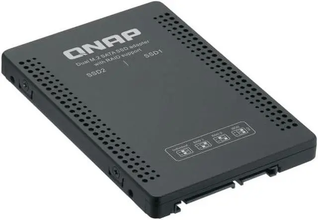 Alt view image 4 of 4 - Qnap Systems 6.35 cm 2.5 Inch SATA to Dual M.2 2280 SATA Drive Adapter Hardware RAID 0/1 JBOD Individual Disk Modes, QDA-A2MAR