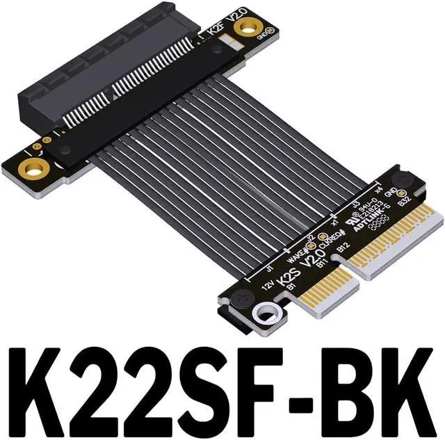 Alt view image 7 of 7 - JMT ADT-K22 PCIe 5.0 x4 to x4 Extension Cable 128Gbps High-Speed Flex Adapter Support Network Card, Hard Drive, and USB Card with X4 Interface (K22SF-F2,15CM)