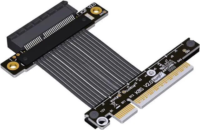 Main image of JMT ADT-K82S PCIE5.0 x4 to x8 Extension Adapter Gen5 128Gbps High Speed Support Network Card, Hard Drive, USB Card (15CM,K82SF-BK)