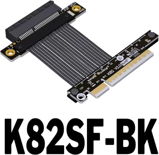 Alt view image 2 of 4 - JMT ADT-K82S PCIE5.0 x4 to x8 Extension Adapter Gen5 128Gbps High Speed Support Network Card, Hard Drive, USB Card (15CM,K82SF-BK)