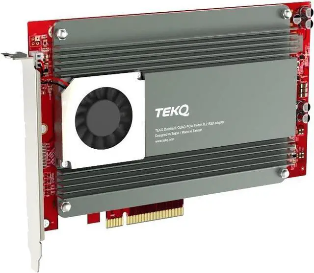 Main image of Databank M4 Support 4 Port M.2 SSD Expension Card PCIe 3.0 x 16 PCIe Adapter Card, RAID Controller Card Broadcom PEX-8724, Support Non-Bifurcation Motherboard, with Active Cooling Fan