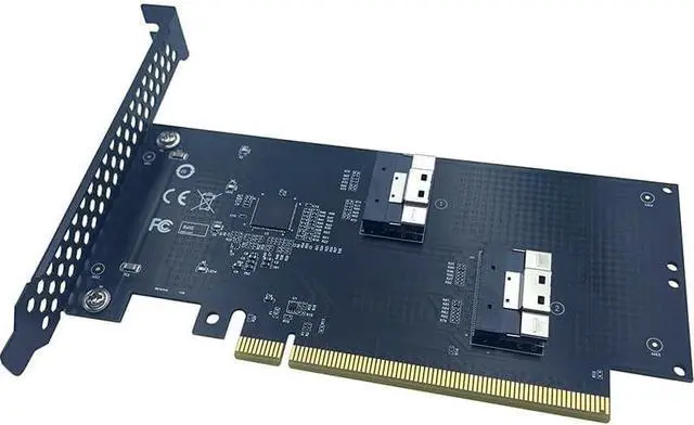 Alt view image 2 of 4 - JMT PCI-E 16x to SFF-8654 8i Adapter SlimSAS 4.0 24GB/S Support Gen4 X8+X8, X4+X4+X4+X4 External Split (Adapter Card)