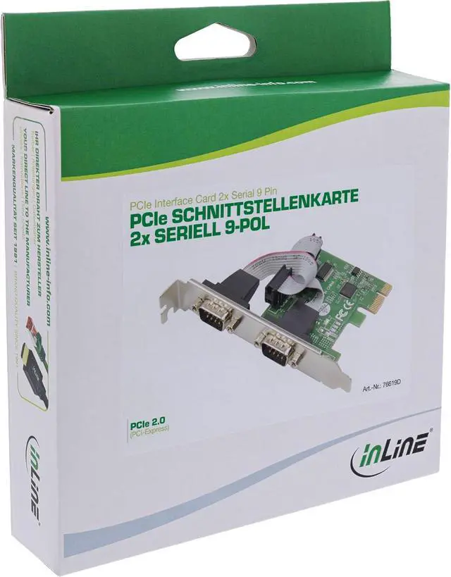 Alt view image 5 of 5 - InLine PCIe Interface Card 2X Serial RS-232 COM Port AX99100 Low Profile for Windows & Linux 76619D