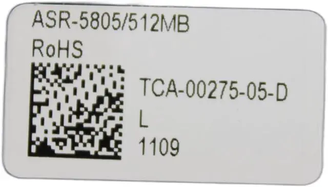 Alt view image 5 of 5 - Adaptec 2244300-R 5805 8-Channel SATA/SAS 512MB PCI-Express LP 8 Internal RAID Controller