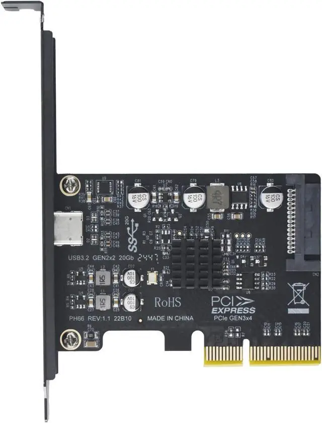 Alt view image 4 of 6 - PCIe USB Expansion Card, USB C PCIe Card 20Gbps USB 3.2 Gen 2x2 Type-C PCIe 3.0 x4 Adapter for Desktop PC