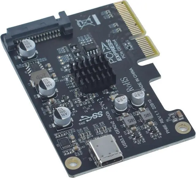 Alt view image 2 of 6 - PCIe USB Expansion Card, USB C PCIe Card 20Gbps USB 3.2 Gen 2x2 Type-C PCIe 3.0 x4 Adapter for Desktop PC