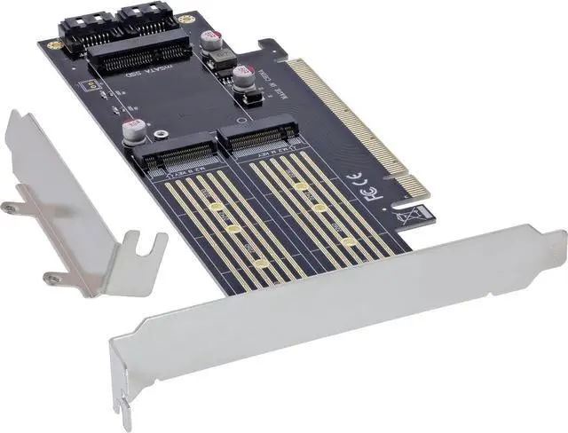 Main image of InLine® PCI Express Card for 1x M.2 Key B + 1x NVMe M.2 Key M + 1x mSATA, PCIe x16, 76660T