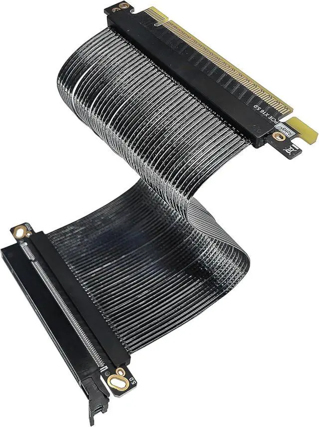 Alt view image 2 of 7 - PCIe 5.0 X16 64GB/s Extension Cable 180-degree Parallel GPU Adapter Graphics Card GEN5 High Speed Cable 16AB5 for Computer Server Host (10CM)