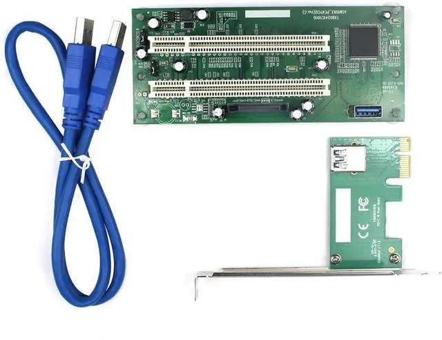 Alt view image 7 of 7 - PCI-E Express X1 to Dual PCI Riser Extend Adapter Card USB 3.0 Add on Cards Converter