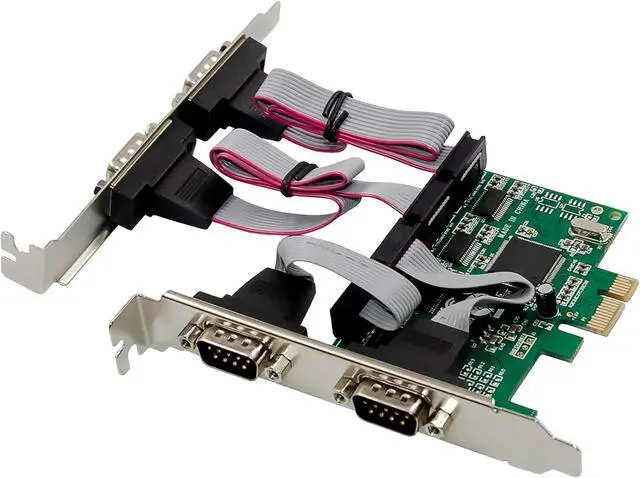 Alt view image 2 of 7 - Inline PCIe Serial Card, 4 Port RS-232 Interface, D-Sub 9, CH384L, Low Profile Brackets, UART Interface, High Data Rate, 76619E