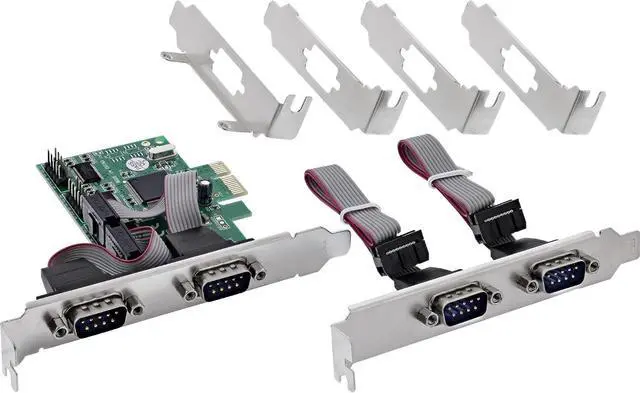 Main image of Inline PCIe Serial Card, 4 Port RS-232 Interface, D-Sub 9, CH384L, Low Profile Brackets, UART Interface, High Data Rate, 76619E
