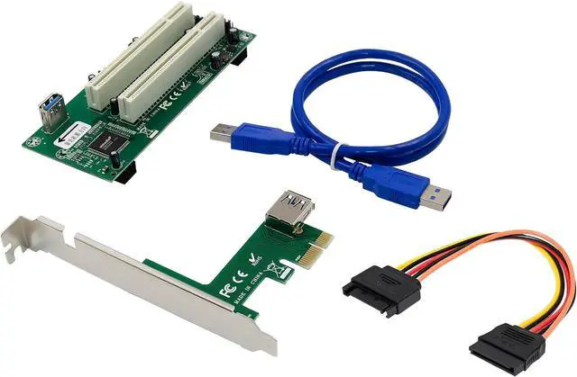 Alt view image 2 of 7 - Inline Interface Card PCIe x1 to 2X PCI 32-Bit, PCI Slot Expansion for Old Cards, No Driver, 76619K