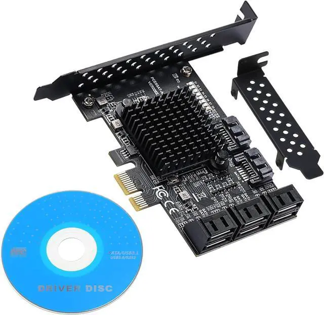 Alt view image 2 of 7 - PCIE to 8Port SATA3.0 Controller Expansion Board 8-Port SATA3.0 Interface Expansion Card 88SE92xx+JMB5XX Expansion Board